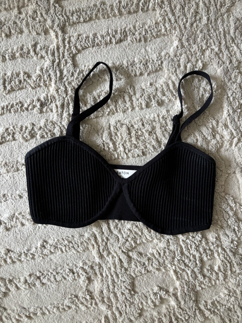 Aritzia Black Ribbed Bralette Top